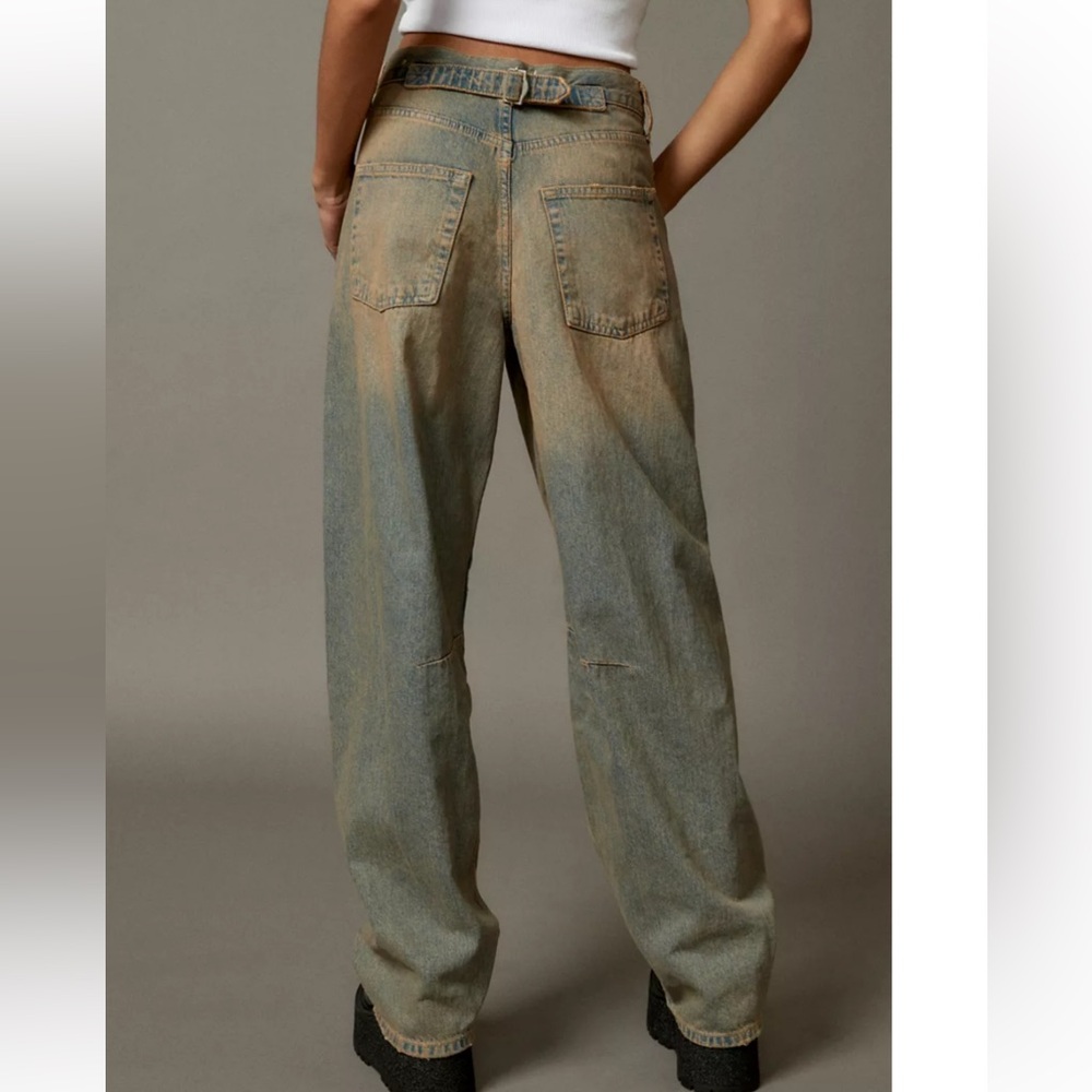 BDG Urban Outfitters Baggy Wide Leg Tinted Wash Cinch Back Jeans 29W Blue